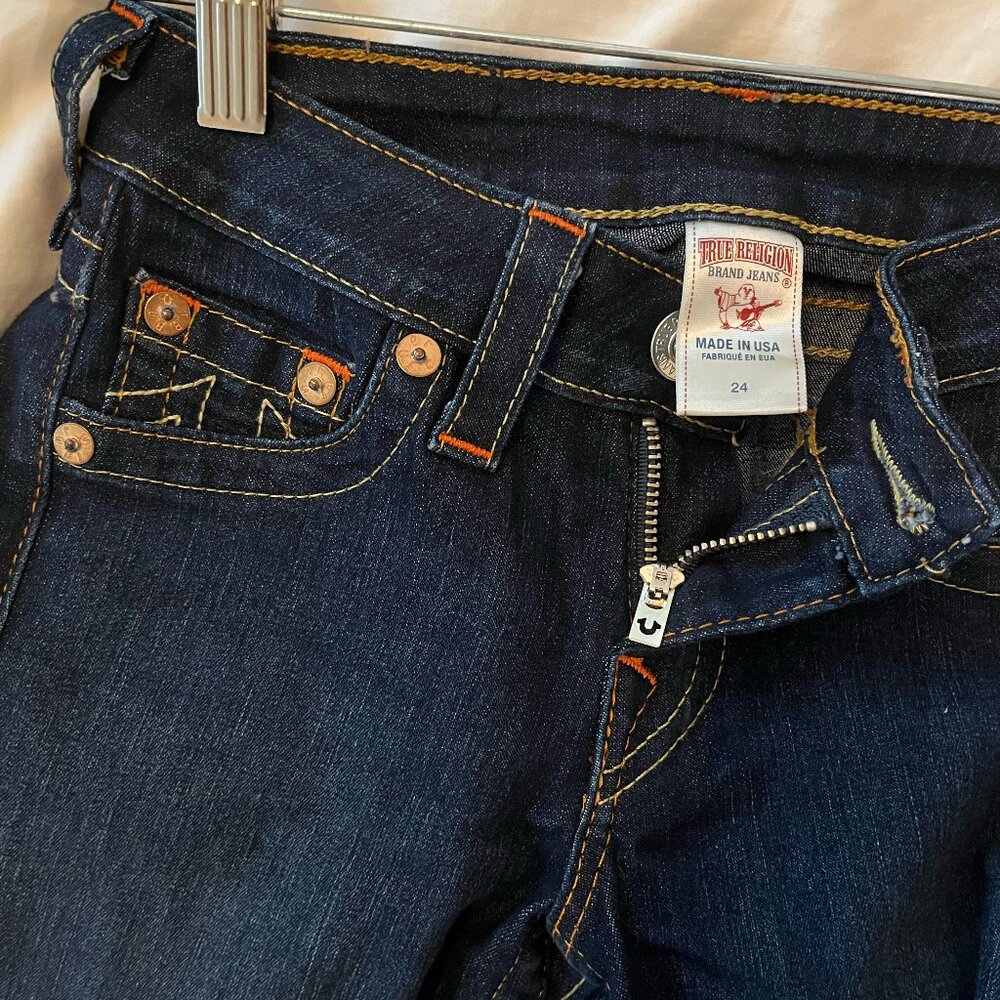 TRUE RELIGION Jeans - Midrise straight/bootcut dark wash jeans